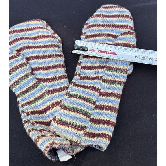 Vintage 1950’s Chunky Knit Wool Cotton Blend Winter Size Large Mittens - Picture 3 of 8